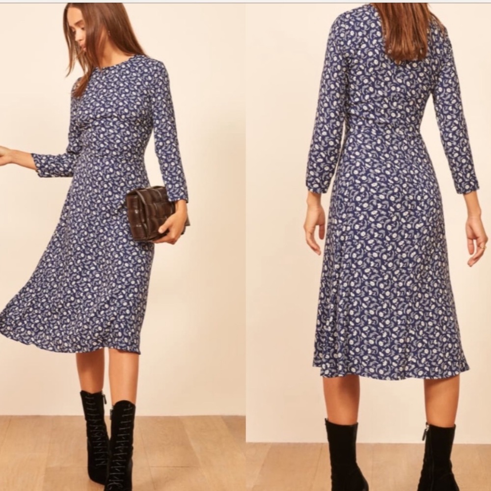 NWT Reformation Moon Floral Long Sleeve Midi Dress